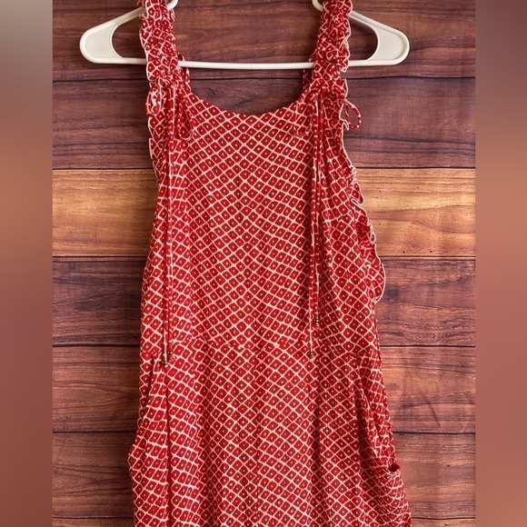 Angels by the Sea Hawaii Red White Diamond Print Ruffle Jumpsuit Womens Medium - Picture 3 of 10